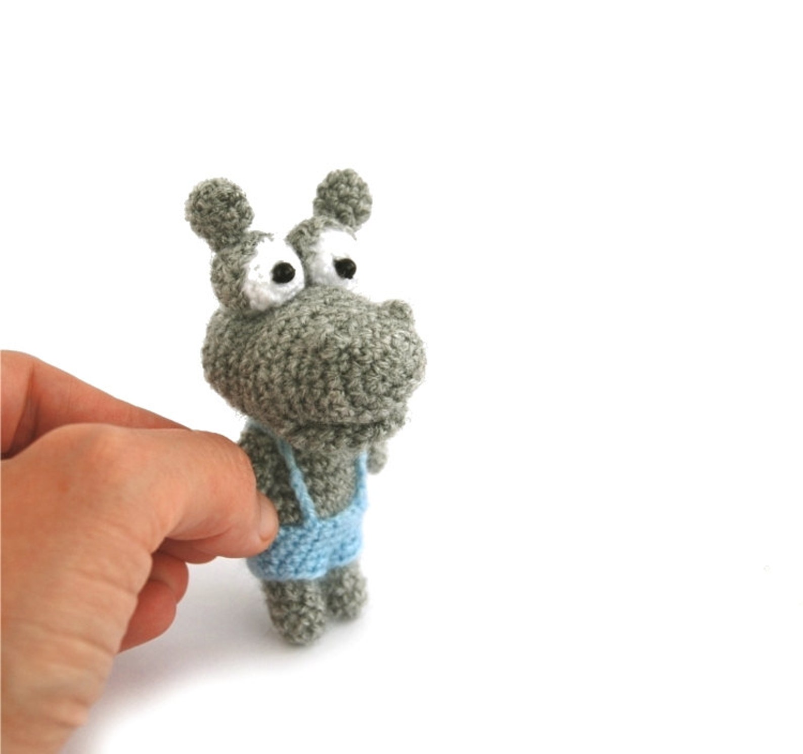 Miniature Hippopotamus, Tiny Hippo, Crocheted Hippopotamus Animal Toy