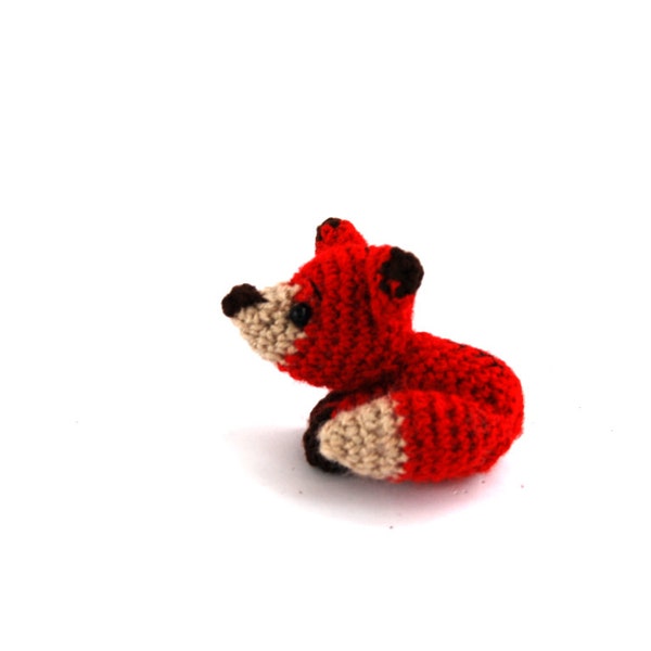 Sleepy Fox Doll Crochet Miniature, Small animal toys, Little Woodland Animal Figurine, Sleeping Fox Creature, Tiny Amigurumi Toy