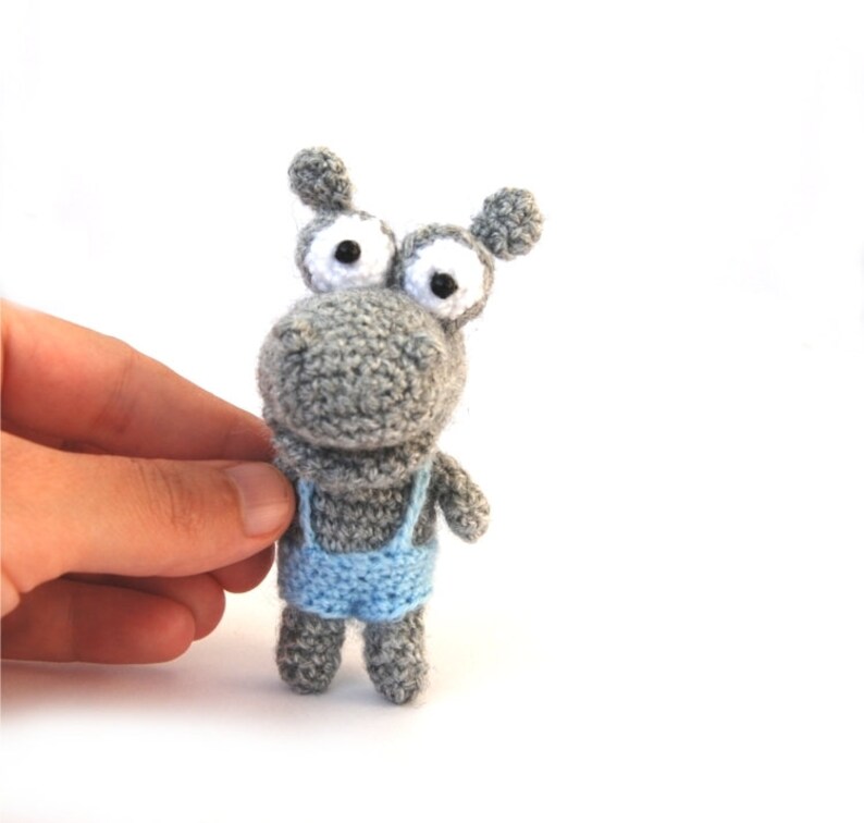 Miniature Hippopotamus, Tiny Hippo, Crocheted Hippopotamus Animal Toy