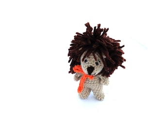 Crochet Mini Lion, Amigurumi Animal Doll, Soft Sculptured Miniature, Stuffed Woodland Plush, Cute Small Toy, Keepsake Birthday Present