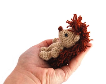 HEDGEHOG animal doll, miniature hedgie, little amigurumi porcupine, crocheted stuffed animal, chubby hedgehog animal figure, stuffed toy