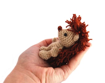 IGEL Tier Puppe, Miniatur Igel, kleines Stachelschwein, gehäkeltes Plüschtier, Igel Tierfigur, Stofftier
