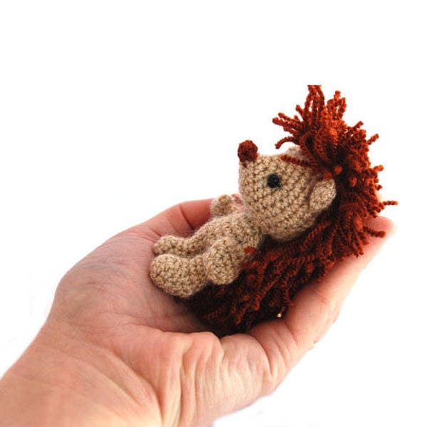 HEDGEHOG animal doll, miniature hedgie, little amigurumi porcupine, crocheted stuffed animal, chubby hedgehog animal figure, stuffed toy