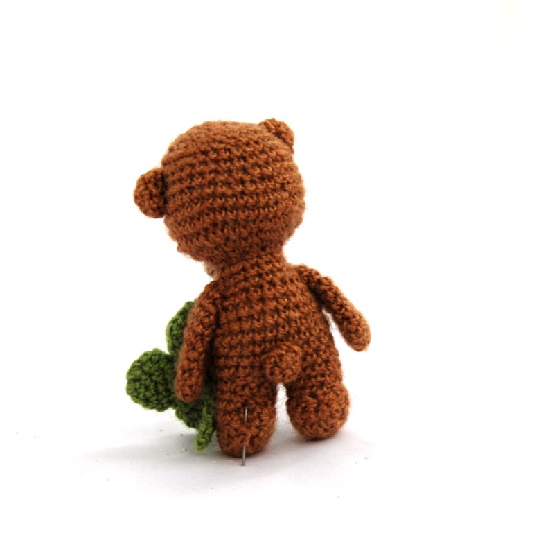 Teddy bear tiny bear holding a four leaved clover luck doll | Etsy
