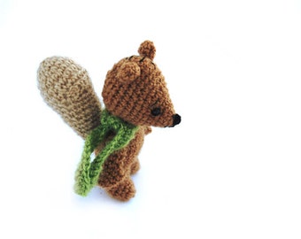 Squirrel Crocheted Doll, Miniature Wildlife Animal Figurine, Fall Home Decor, Amigurumi Realistic Animal, Forest Soft Sculpture, Kids Fall