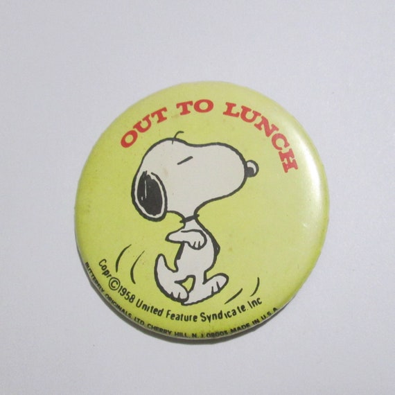 Snoopy Out To Lunch Button Pin Peanuts Pin Butter… - image 2