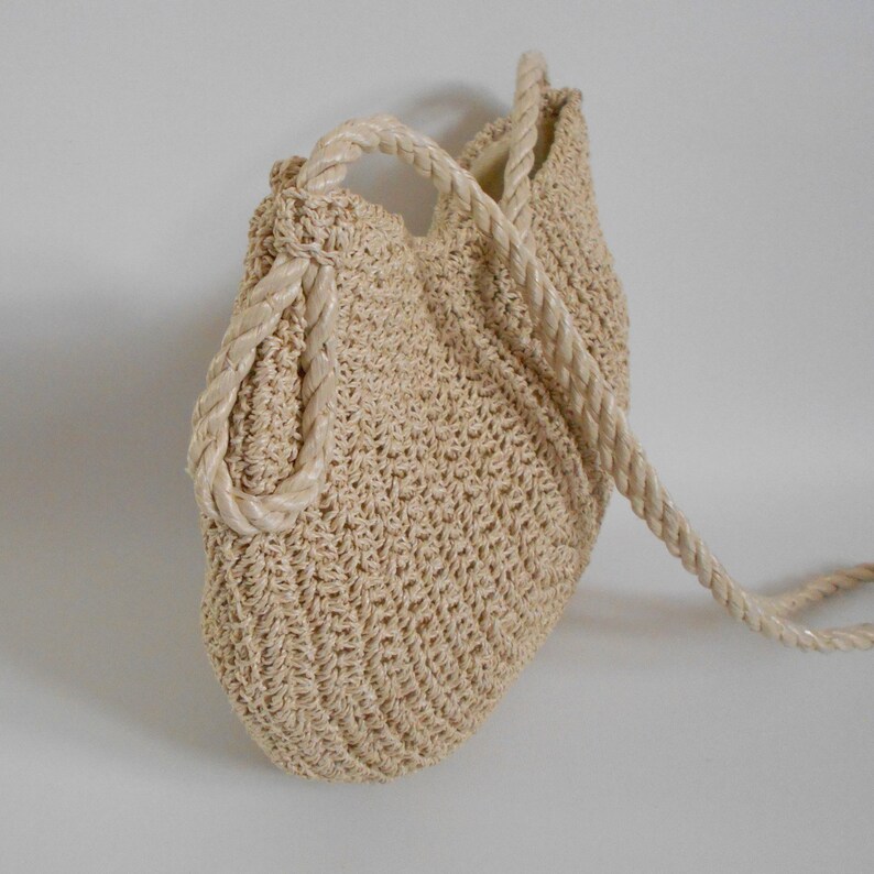 Vintage Crochet Raffia Purse Women's Shoulder Bag Twisted Etsy