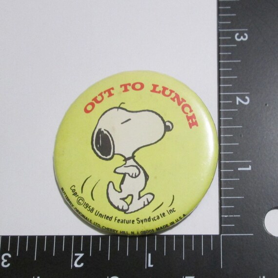 Snoopy Out To Lunch Button Pin Peanuts Pin Butter… - image 4