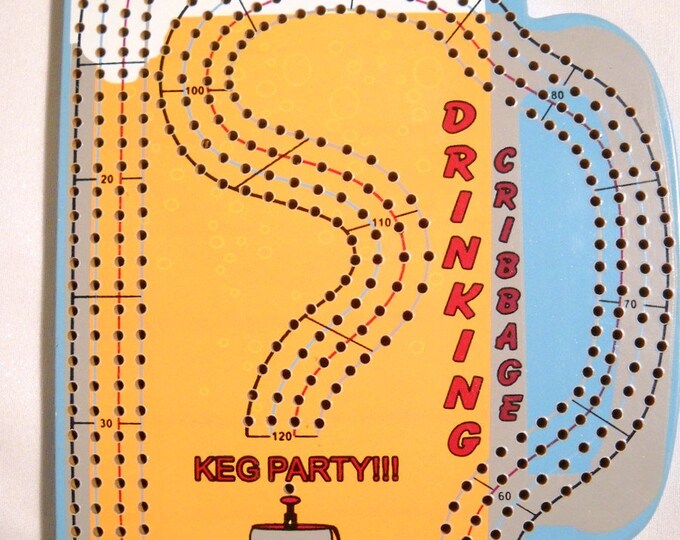 Drinking Cribbage Board Card Game Beer Mug Keg Party Wood Vintage Etsy