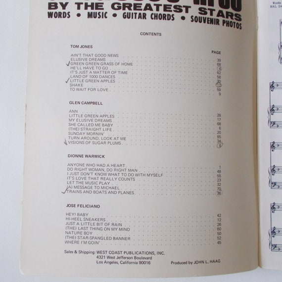 Greatest Hits By The Greatest Stars Songbook Lyrics Guitar Etsy
