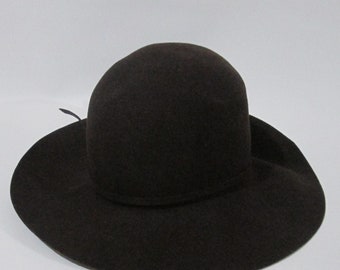 Womens Brown Felt Hat Glenover Fawntra Felt Hat Wide Brim Cloche Hat With Tie 100% Wool