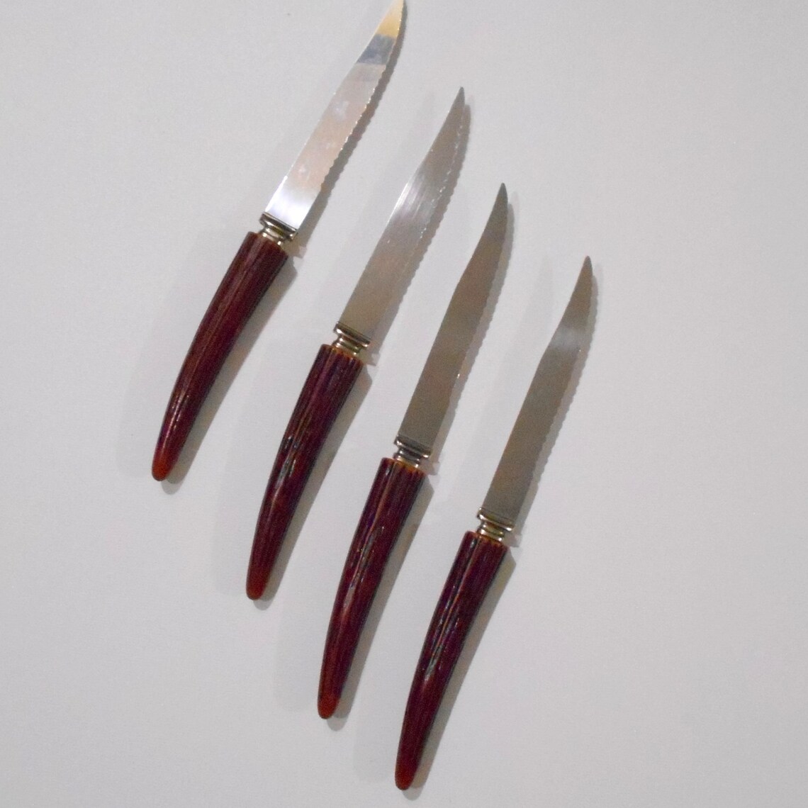 English Regent Sheffield Steak Knife Set of 4 Faux Stag Horn Etsy