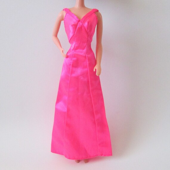 Original Superstar Barbie Pink Satin Dress 70s Doll Gown -small
