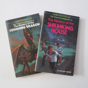 Three Investigators 2 Paperback Book Lot Alfred Hitchcock Shrinking House Coughing Dragon 1970s