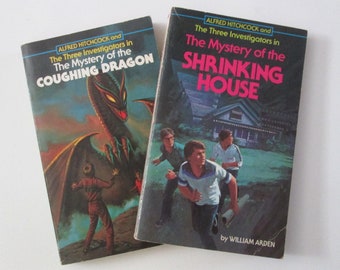 Three Investigators 2 Paperback Book Lot Alfred Hitchcock Shrinking House Coughing Dragon 1970s