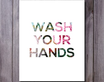 Bathroom printable, wash your hands print, classroom print, Powder Room, Wash Your Hands, clean up print, bathroom poster, kids bathroom