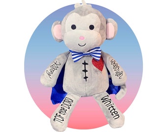 Herz-Chirurgie-Geschenk - Scar-Buddy - Personalisierter Stoffaffe - Herz-Krieger-Geschenk - Baby-Herz-Chirurgie-Geschenk - Geschenk für Kinderherz-Chirurgie