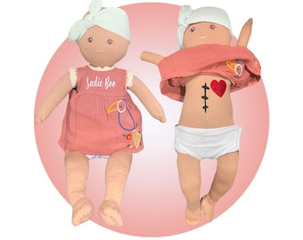 Heart Surgery Recovery Gifts - Personalized Organic Surgery Scar Doll - Heart Warrior Surgery Gifts - CHD Awareness Products - Scar Buddies