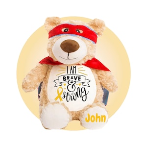 Childhood Cancer Gifts - Personalized Cancer Teddy Bear, Different Colors Available, Cancer Awareness Gift, Get Well Soon, Leukemia Presents