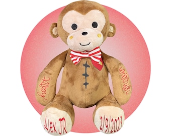 Gepersonaliseerde Scar Buddy Monkey - Baby Heart Surgery Gift - CHD Cadeau voor kinderen - CHD Awareness Gift - Hartchirurgie Herstel Cadeaus voor kinderen