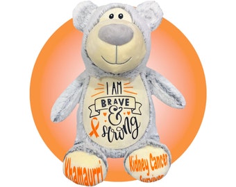 Childhood Cancer Gifts - Personalized Cancer Bears, Different Colors Options Available, Cancer Awareness Gift, Leukemia Presents