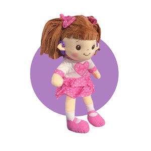 Doll With Toy Hearing Aids Personalized Doll With Hearing Aids Choose One Ear or Both Hearing Aid Comes in Pink, Purple, or Blue image 1