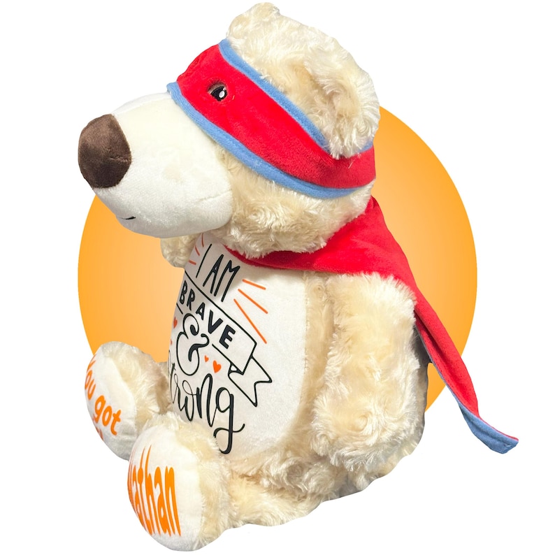 Childhood Cancer Gifts - Personalized Cancer Teddy Bear, Different Colors Available, Cancer Awareness Gift, Get Well Soon, Leukemia Presents Orange