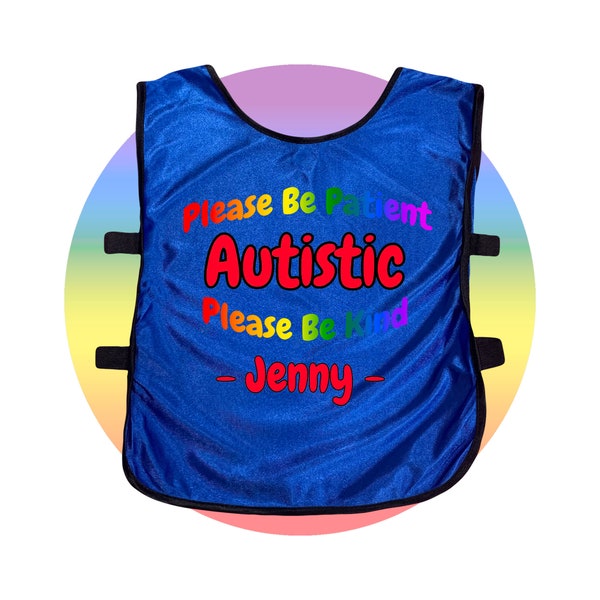 Autism Compassion Vest - Autism Clothing - Vest for Child or Adult with Autism - Please Be Kind Please Be Patient Safety Vest - Red or Blue