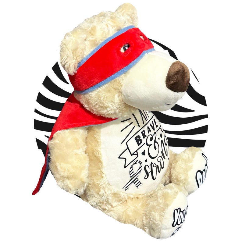 Childhood Cancer Gifts - Personalized Cancer Teddy Bear, Different Colors Available, Cancer Awareness Gift, Get Well Soon, Leukemia Presents image 16
