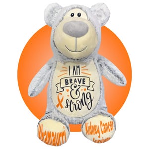 Childhood Cancer Gifts - Personalized Cancer Bears, All Cancer Ribbon Colors Available, Cancer Awareness Gift, Leukemia Awareness Presents