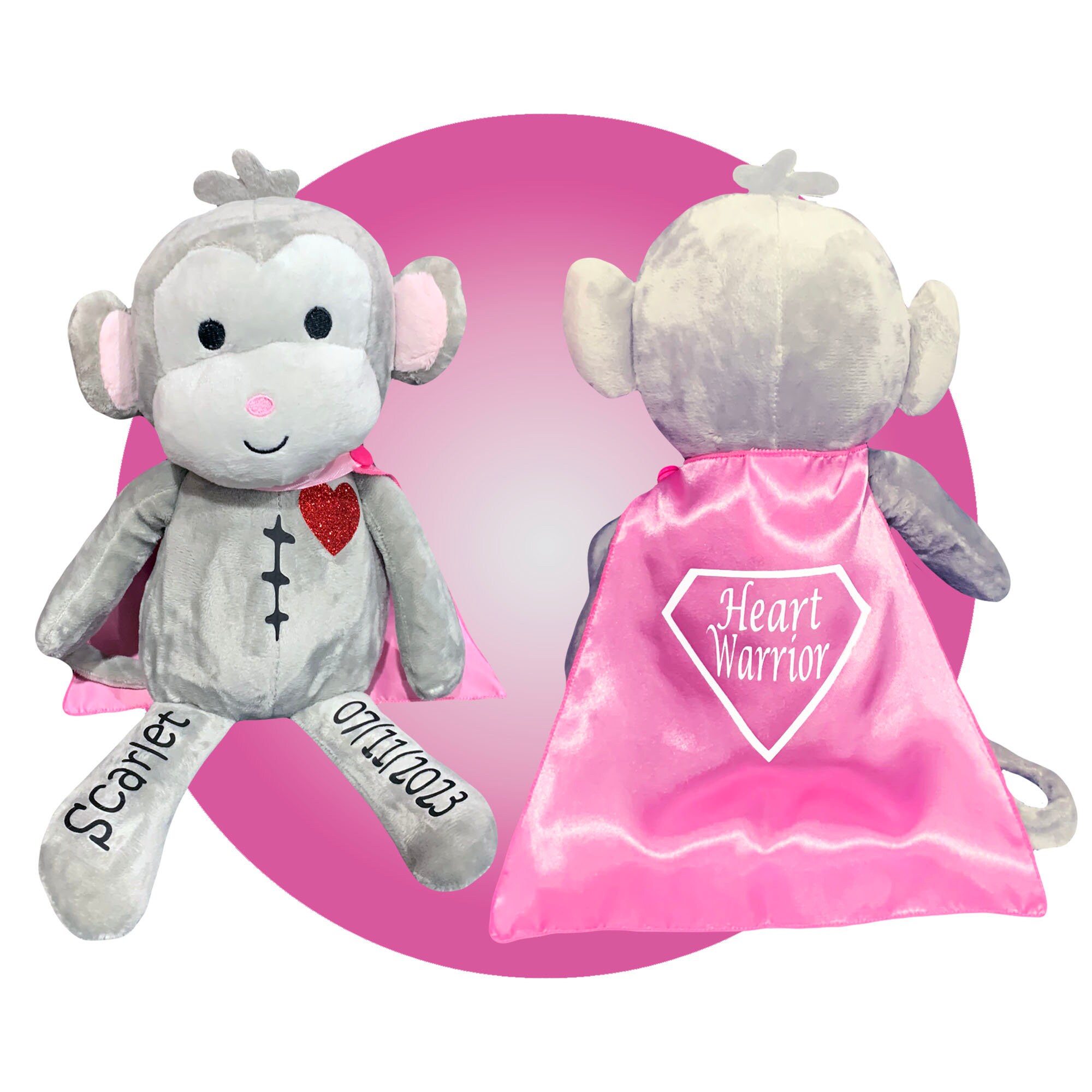 thumbnail image 2 of Personalized Heart Surgery Scar Buddy Monkey - Comfort Toy For CHD Kids (9\" Tall) 2 of 11