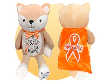 Childhood Cancer Gift - Personalized Cancer Warrior Fox, Different Color Ribbons, Cancer Awareness Gift, Get Well Soon, Cancer Patient Gifts