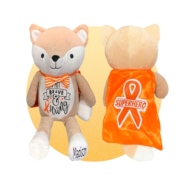 Childhood Cancer Gift - Personalized Cancer Warrior Fox, Different Color Ribbons, Cancer Awareness Gift, Get Well Soon, Cancer Patient Gifts
