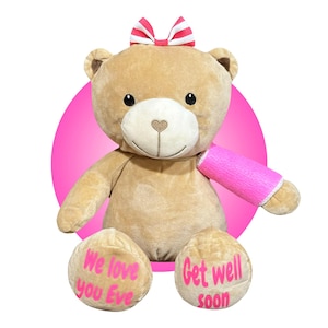 Broken Arm or Leg Gift for Kids - Add Your Own Message - Broken Arm Teddy Bear - Surgery Teddy Bear - Get Well Soon Gift - Child Injury Gift
