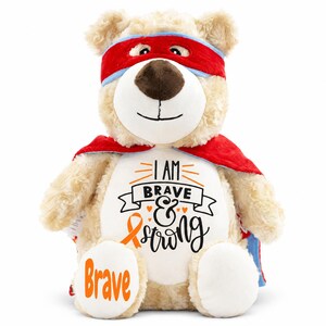 Kankercadeaus voor kinderen - Gepersonaliseerde kankerteddybeer, verschillende kleuren beschikbaar, kankerbewustzijnscadeau, beterschap, leukemiecadeaus
