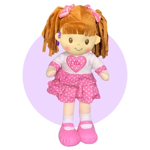 Doll With Toy Hearing Aids Personalized Doll With Hearing Aids Choose One Ear or Both Hearing Aid Comes in Pink, Purple, or Blue image 5