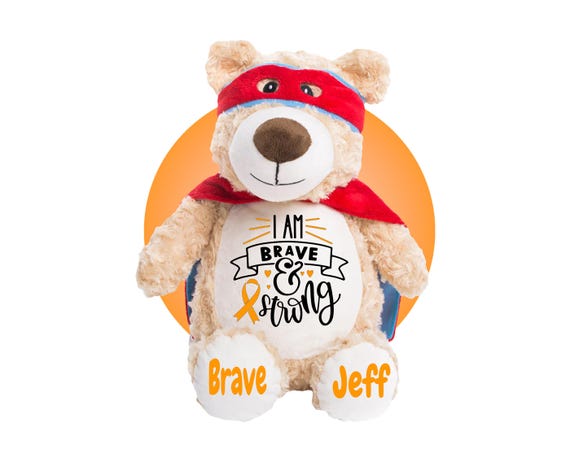 Childhood Cancer Gifts - Personalized Cancer Teddy Bear, Different Colors Available, Cancer Awareness Gift, Get Well Soon, Leukemia Presents