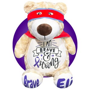 Childhood Cancer Gifts - Personalized Cancer Teddy Bear, Different Colors Available, Cancer Awareness Gift, Get Well Soon, Leukemia Presents image 14