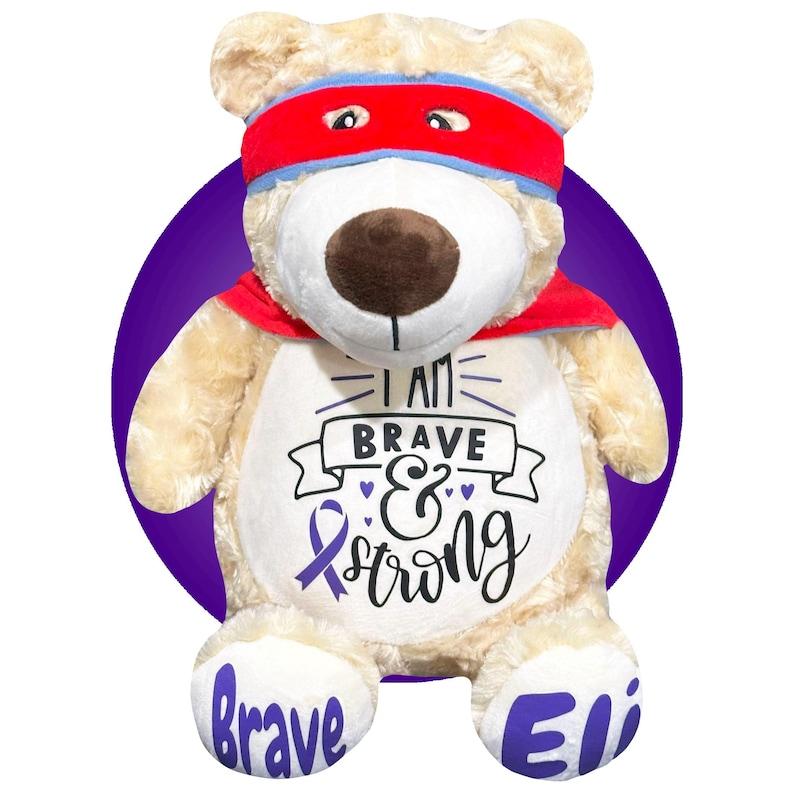 Childhood Cancer Gifts - Personalized Cancer Teddy Bear, Different Colors Available, Cancer Awareness Gift, Get Well Soon, Leukemia Presents image 14