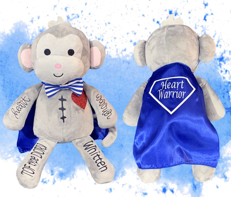 Heart Surgery Gift - Scar Buddy - Personalized Stuffed Monkey - Heart Warrior Gift - Baby Heart Surgery Gift - Gift for child heart surgery