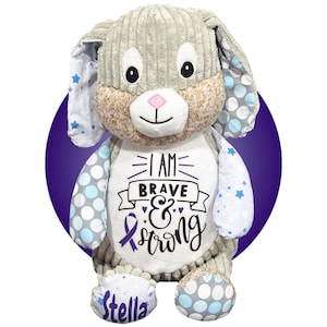 Childhood Cancer Gifts - Personalized Cancer Stuffed Bunnies, Different Colors Options Available, Cancer Awareness Gift, Epilepsy Gifts