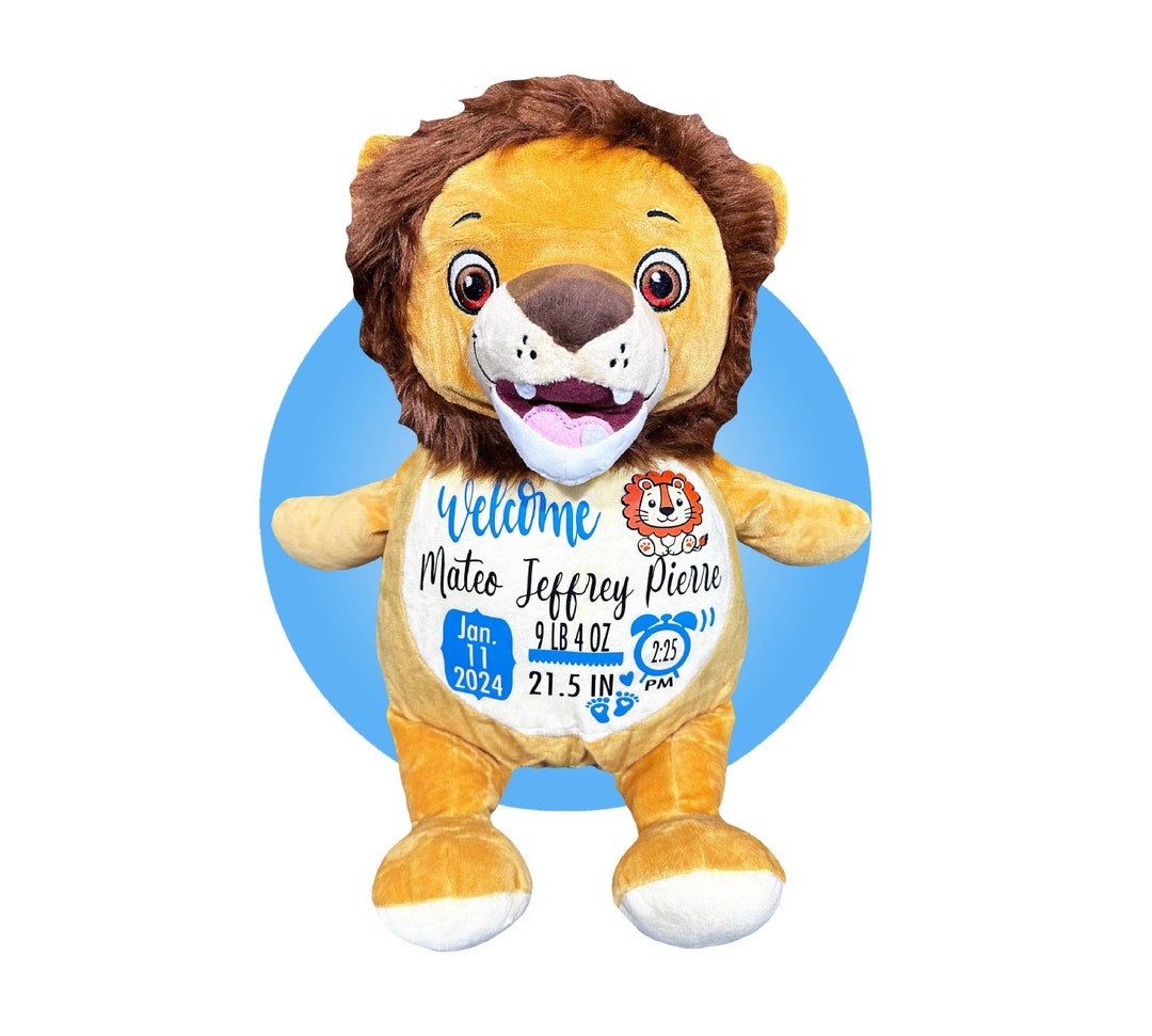 Birth Stat Stuffed Animal - Personalized Lion Baby Gift - Gift Wrapped ...