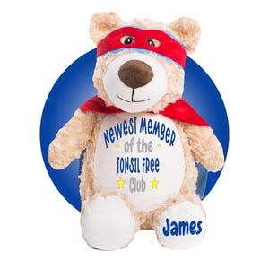 Tonsillectomy Gift for Kids - Personalized Tonsil Surgery Bears - Tonsillectomy Recovery Gifts for Kids - Gift for Child Tonsil Post Surgery