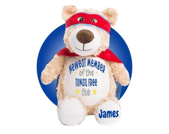 Tonsillectomy Gift for Kids - Personalized Tonsil Surgery Bear - Tonsillectomy Recovery Gifts for Kids - Gift for Child Tonsil Post Surgery