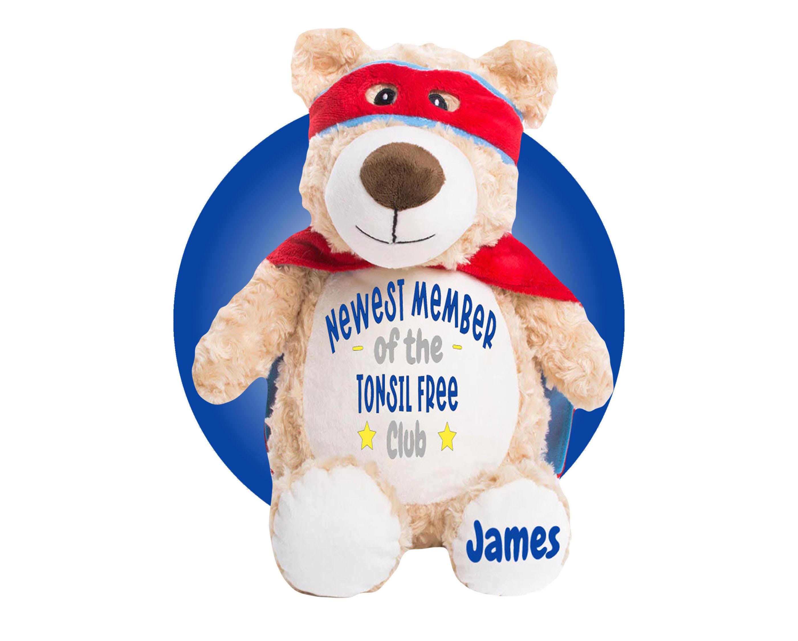 Tonsillectomy Gift for Kids - Personalized Tonsil Surgery Bear - Tonsillectomy Recovery Gifts for Kids - Gift for Child Tonsil Post Surgery