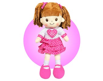 Poupées personnalisées - Poupées souples de 40 cm - Cadeau parfait pour les petites filles, 1ère poupée de chiffon pour bébé, Cadeau pour petite fille - Cadeaux pour petites-filles