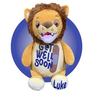 Get Well Soon Gift for Kids - Personalized - Get Well Soon Lion - Post Surgery Gift for Kids - After Surgery Gift - Hospital Care Package