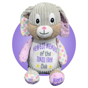 Tonsillectomy Gifts - Personalized 17" Bunny Rabbit - Get Well Soon Gifts For Kid Getting Tonsils Out - Tonsil Removal 17" Bunny for Kids