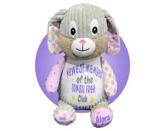 Tonsillectomy Gifts - Personalized 17&quot; Bunny Rabbit - Get Well Soon Gifts For Kid Getting Tonsils Out - Tonsil Removal 17&quot; Bunny for Kids