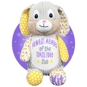Tonsillektomie Geschenke - Personalisierte Tonsille 17 &quot;Sunshine Bunnies - Geschenk für die Entfernung von Mandeln - Gute Besserung Mandel Paket - Geschenk für Kinder chirurgische Eingriffe.&quot;